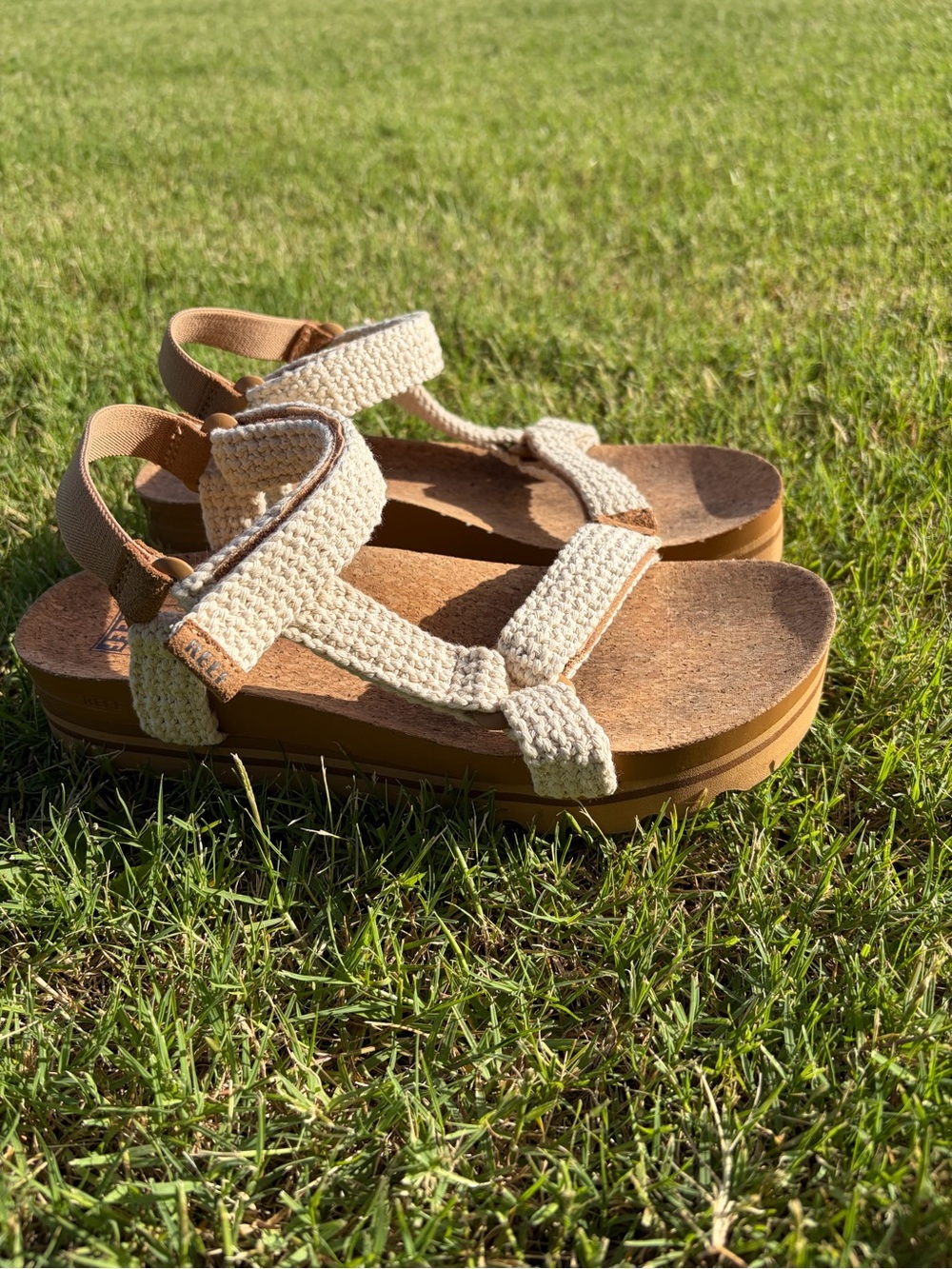 Reef Women's Cream Woven Platform Sandals
